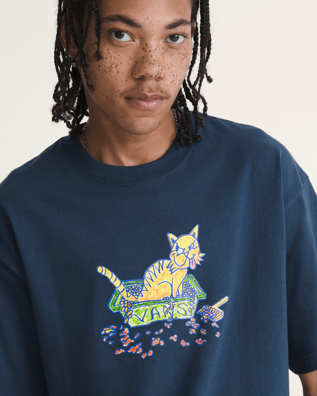 Men Vans Litter T-Shirt in Navy Blue