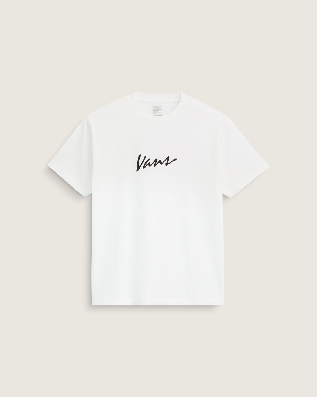 Men Vans Classic Script T-Shirt in Marshmallow White / Black