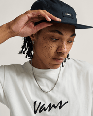 Men Vans Classic Script T-Shirt in Marshmallow White / Black