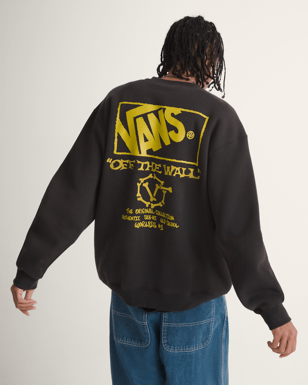Men Vans Circle Bones Formula Crew Sweatshirt in Black