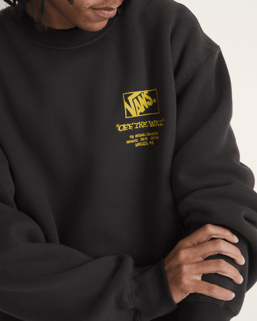 Men Vans Circle Bones Formula Crew Sweatshirt in Black