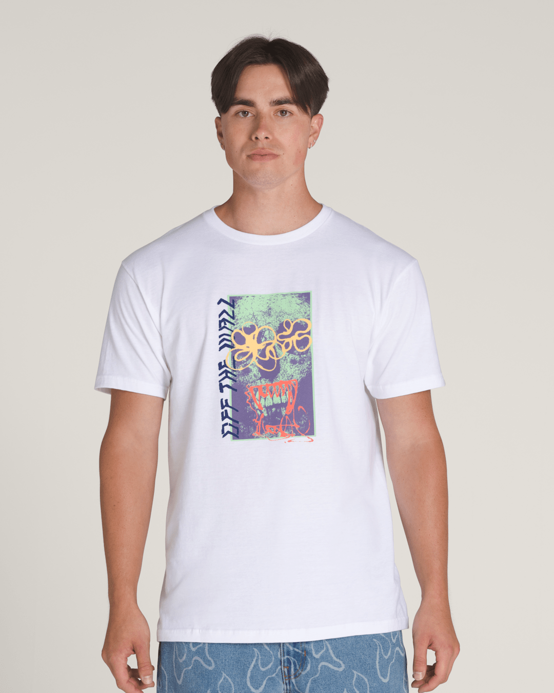 Men Vans Spray Layer T-Shirt in White