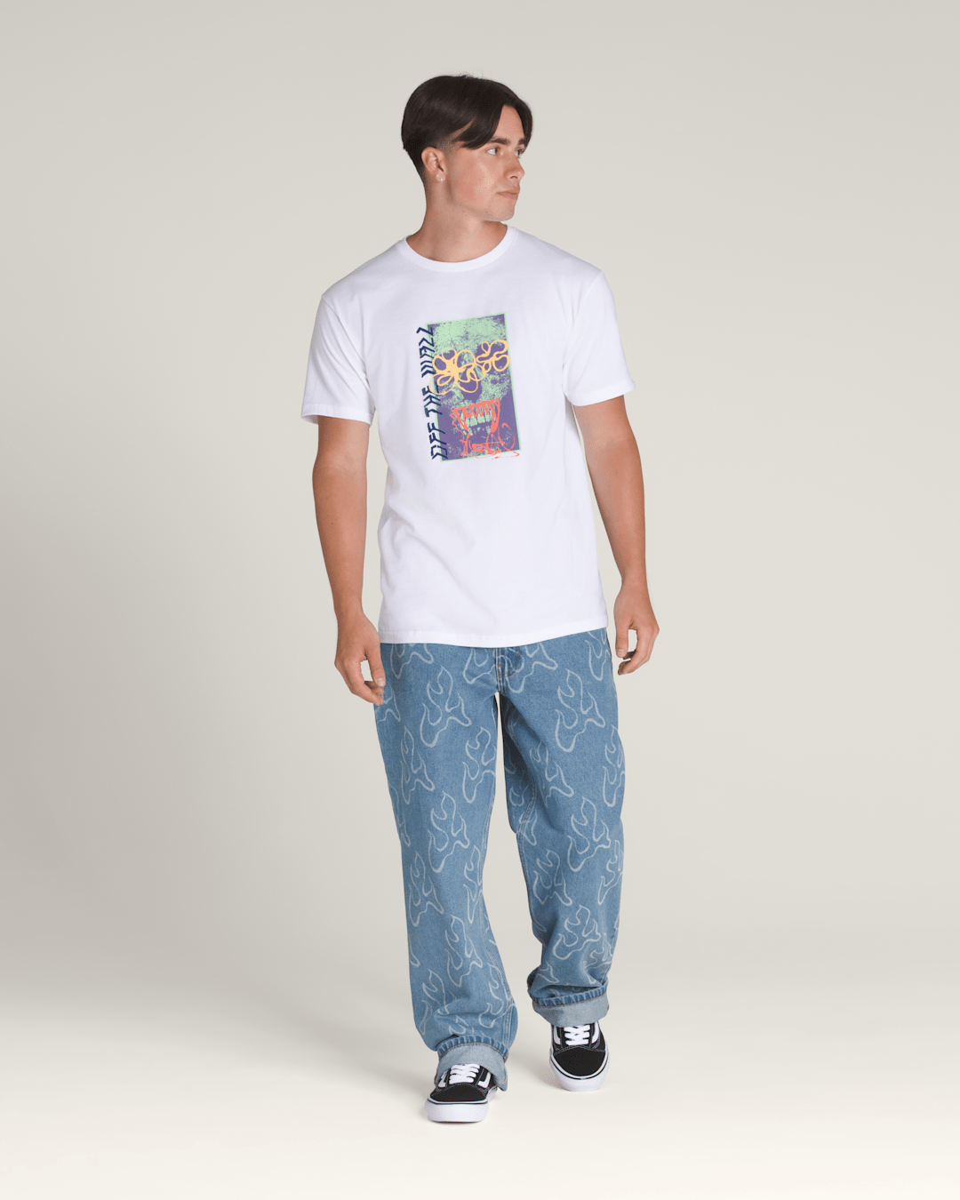 Men Vans Spray Layer T-Shirt in White