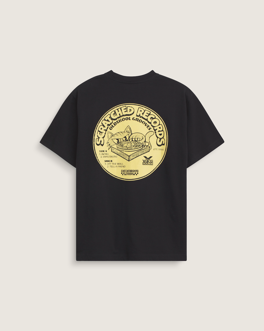 Men Vans Scratched Records T-Shirt in Black