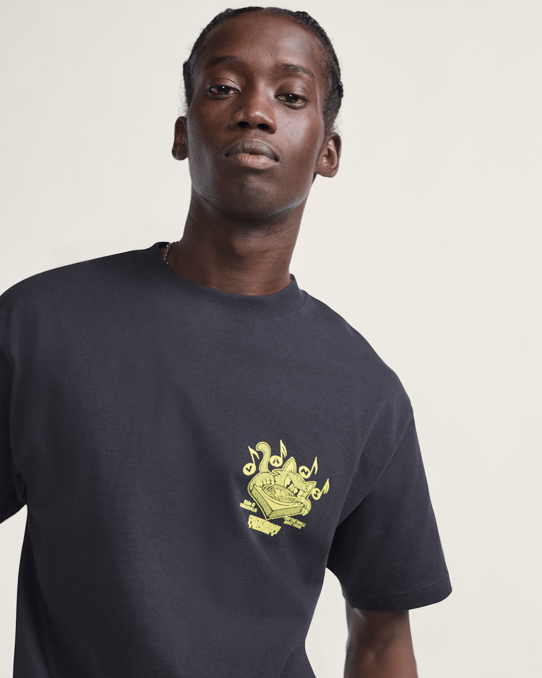 Men Vans Scratched Records T-Shirt in Black