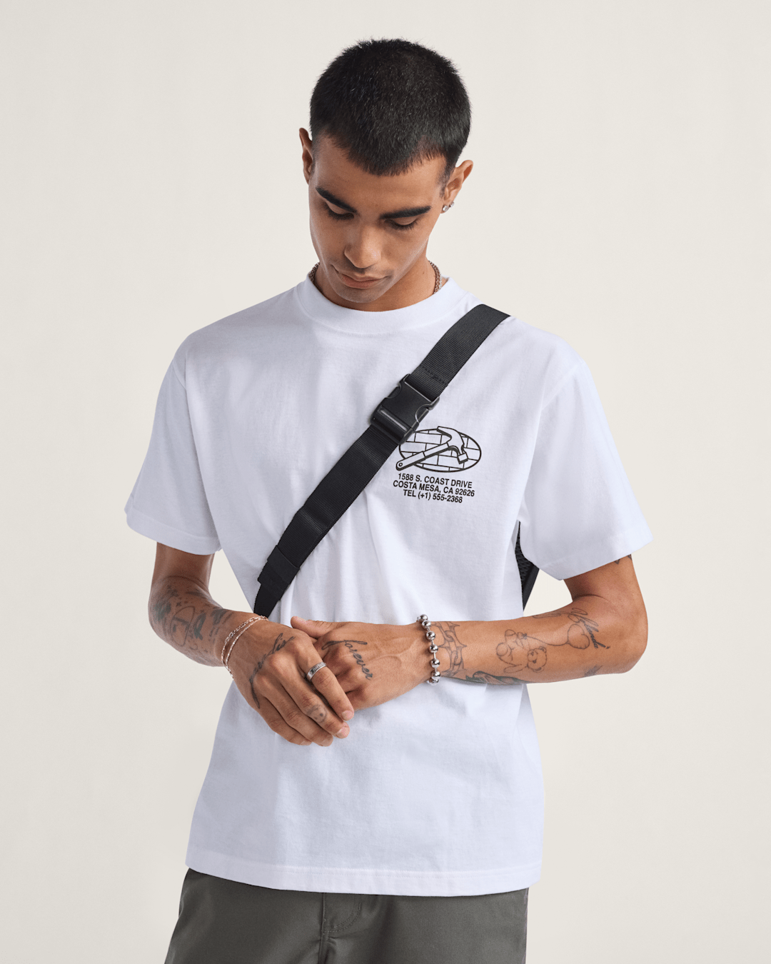 Men Vans Service Repair T-Shirt in White