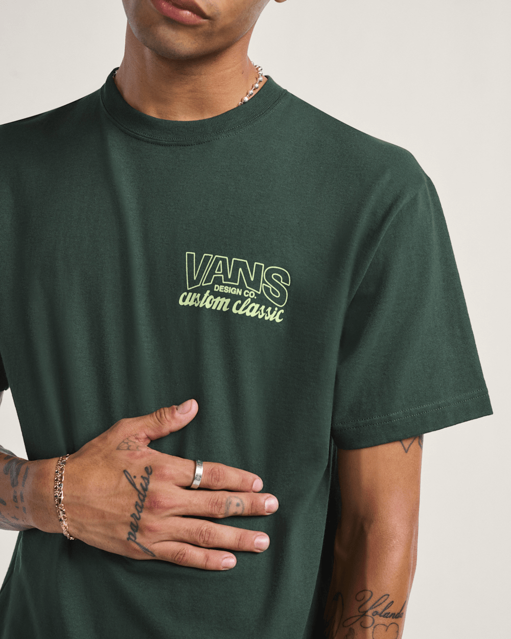 Men Vans Shop Front T-Shirt in Dried Kelp Green