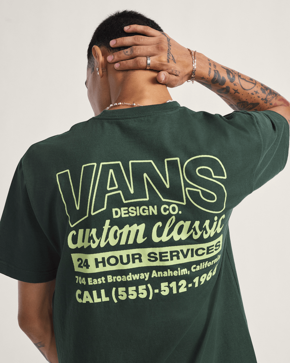 Men Vans Shop Front T-Shirt in Dried Kelp Green
