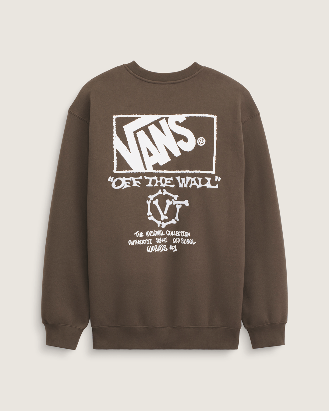 Men Vans Circle Bones Formula Crew Sweatshirt in Coal Brown