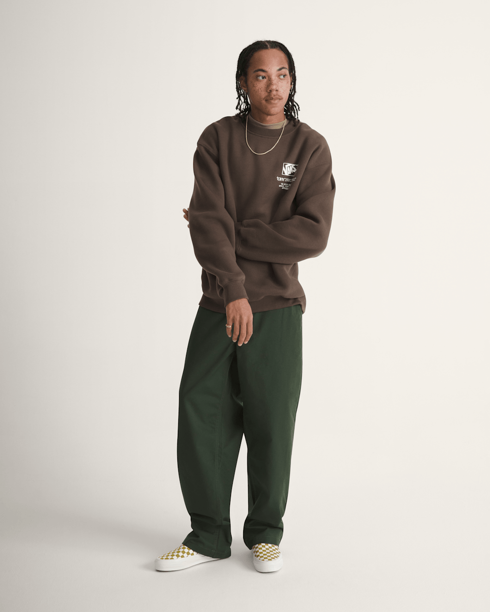 Men Vans Circle Bones Formula Crew Sweatshirt in Coal Brown
