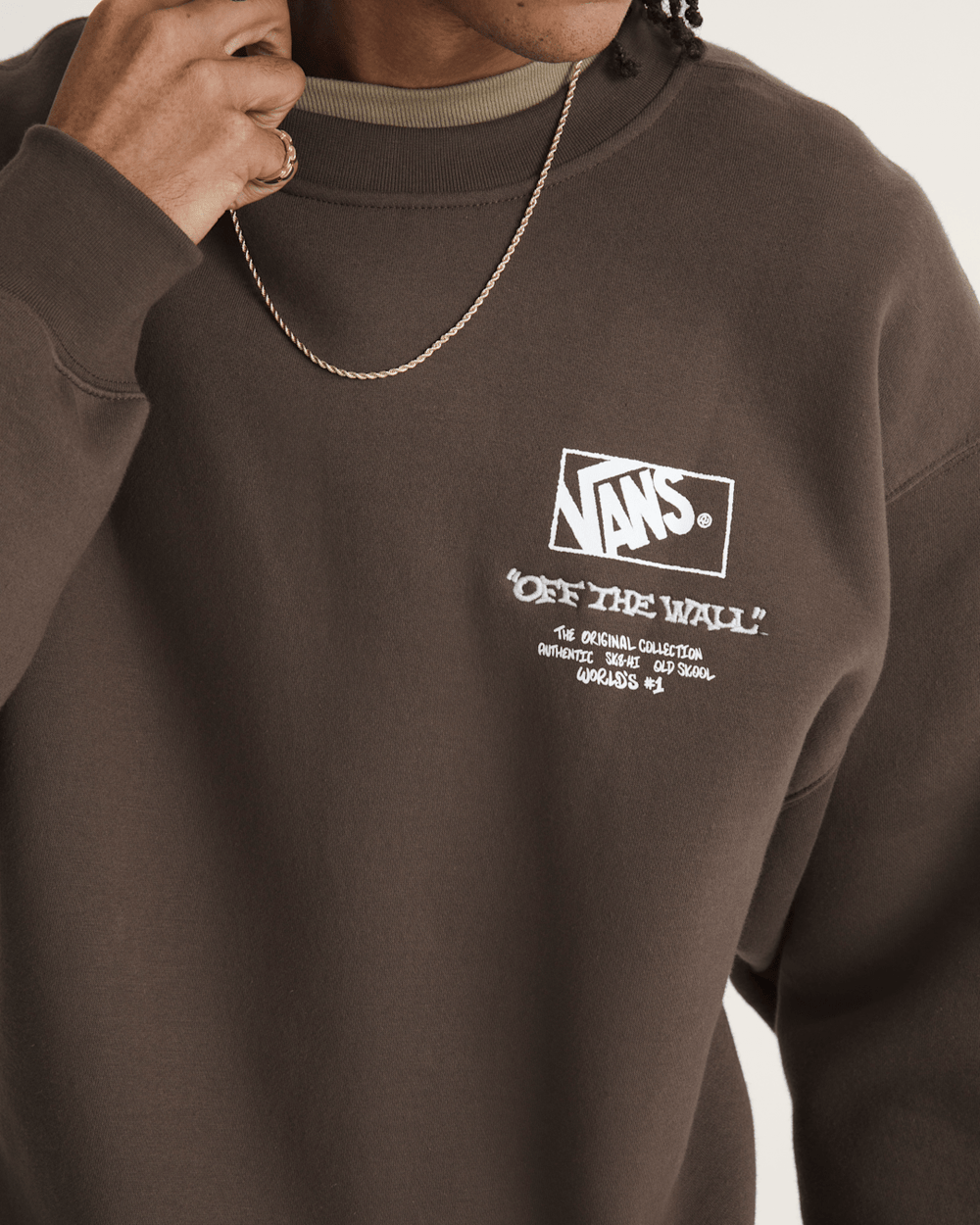 Men Vans Circle Bones Formula Crew Sweatshirt in Coal Brown