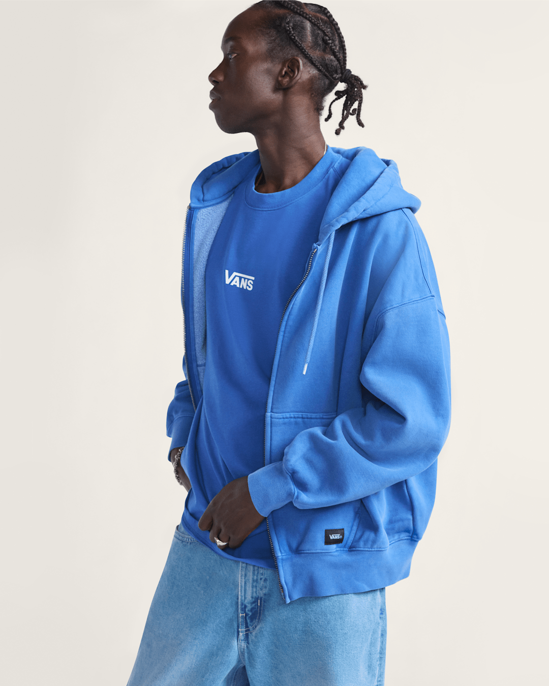 Men Vans Premium Zip Hoodie in True Blue