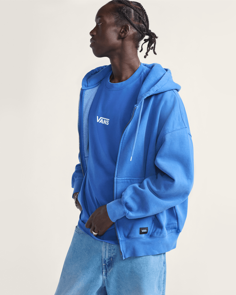 Men Vans Premium Zip Hoodie in True Blue