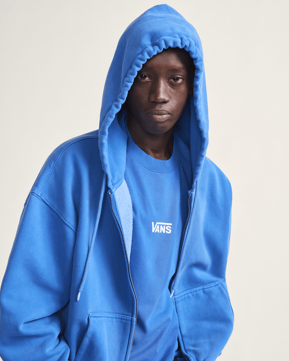 Men Vans Premium Zip Hoodie in True Blue