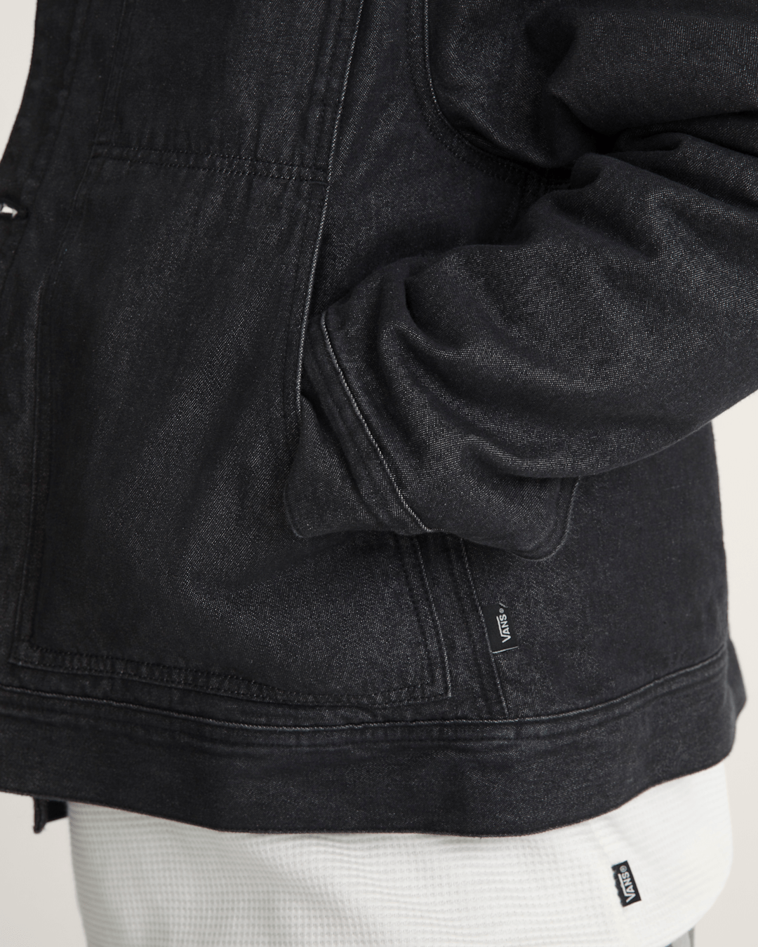 Men Vans Premium Mcavoy Lined Trucker Jacket in Rinse Black