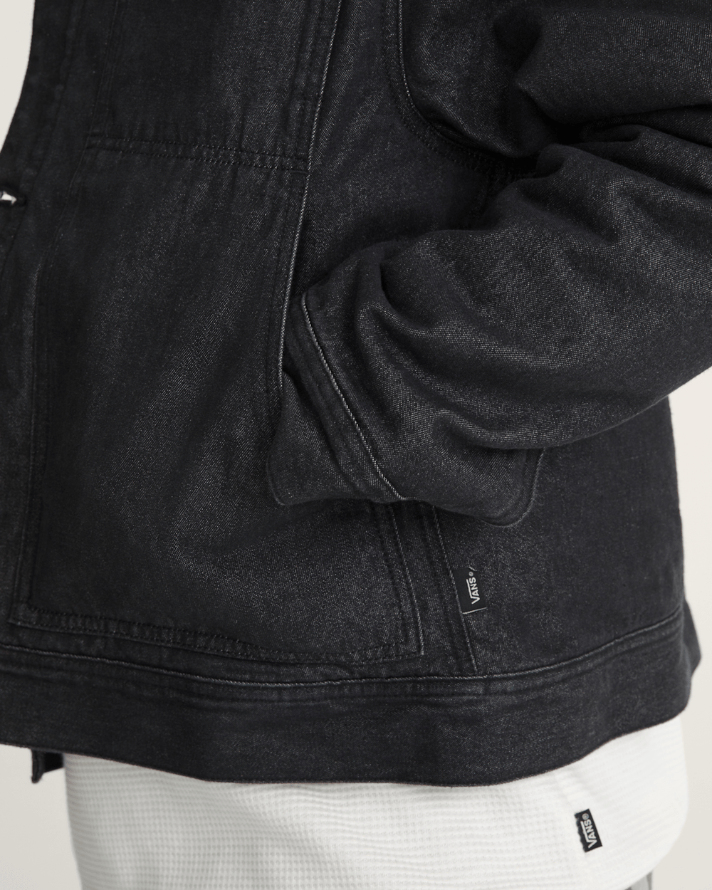 Men Vans Premium Mcavoy Lined Trucker Jacket in Rinse Black