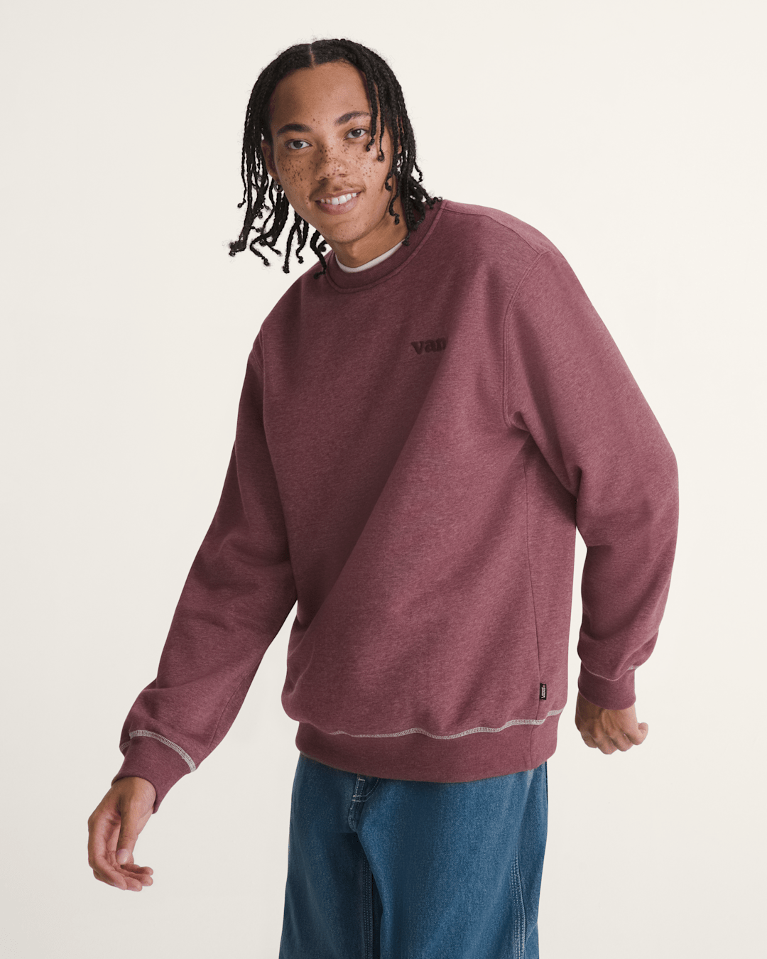 Men Vans Vans 66 Crew Sweatshirt in Port Royale Red