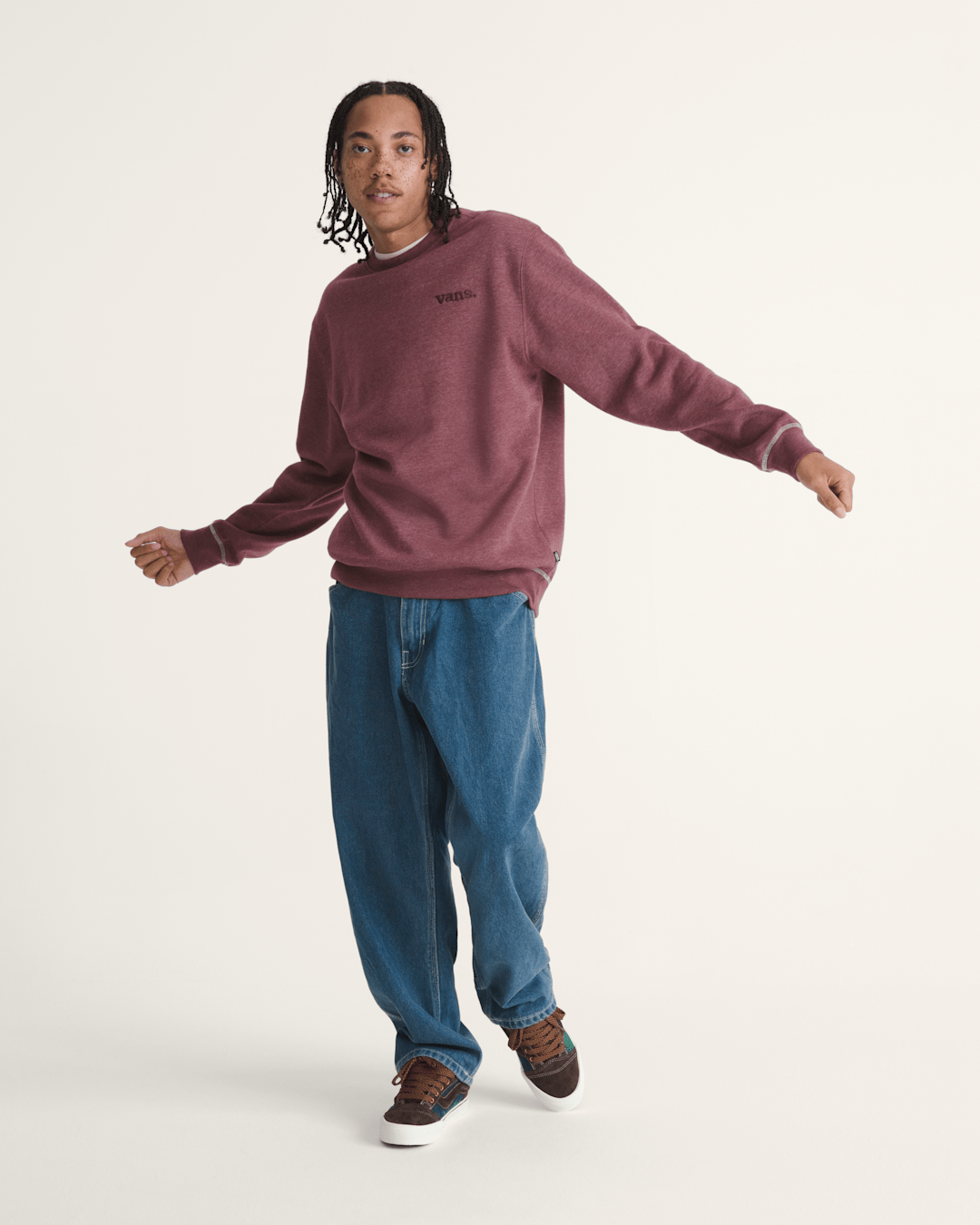Men Vans Vans 66 Crew Sweatshirt in Port Royale Red