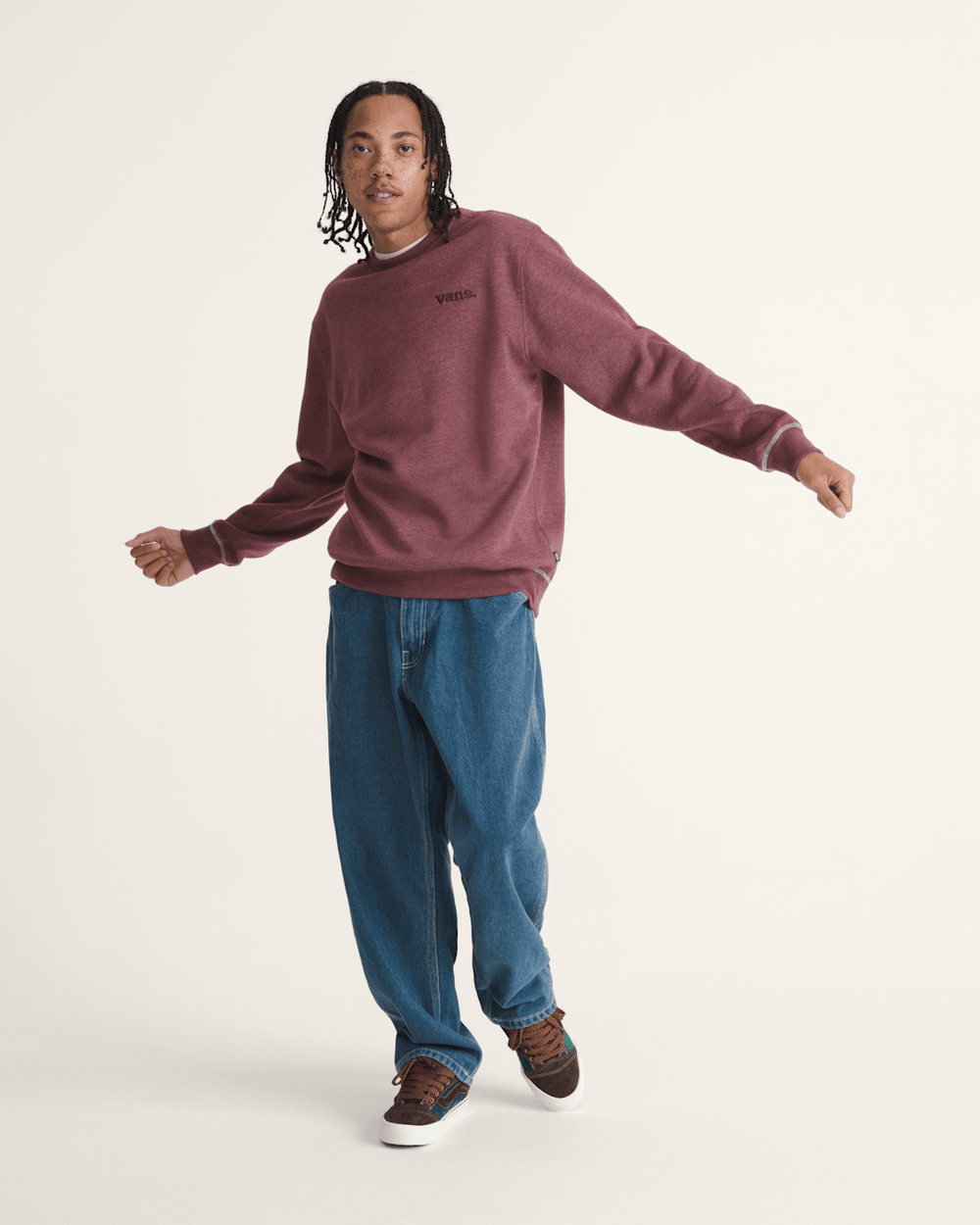 Men Vans Vans 66 Crew Sweatshirt in Port Royale Red