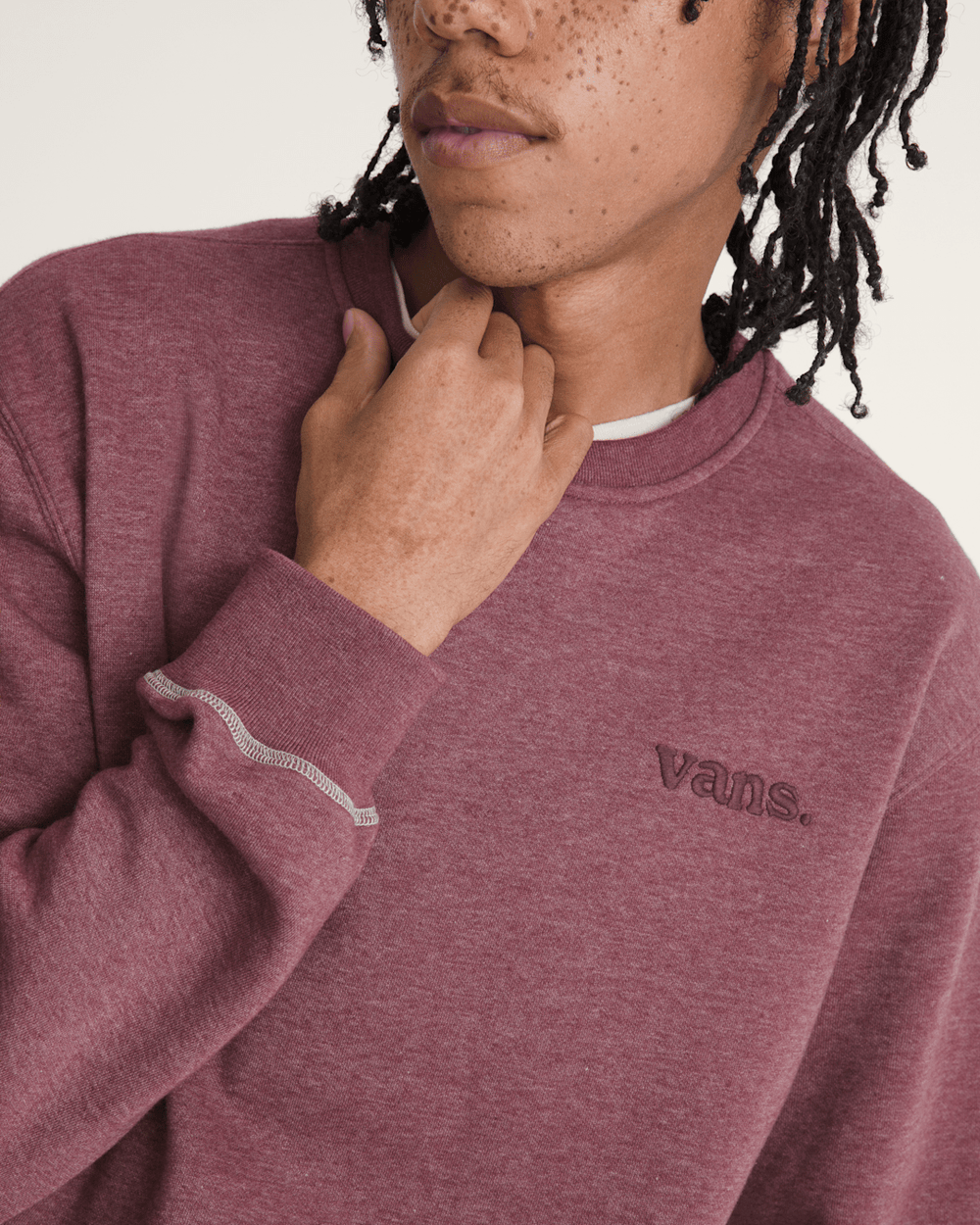 Men Vans Vans 66 Crew Sweatshirt in Port Royale Red