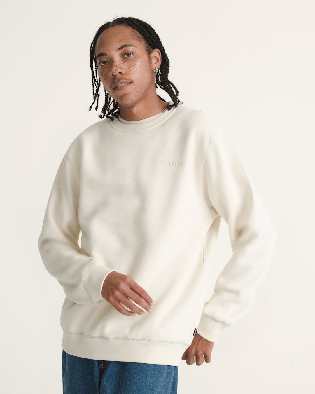 Men Vans Vans 66 Crew Sweatshirt in Turtledove White