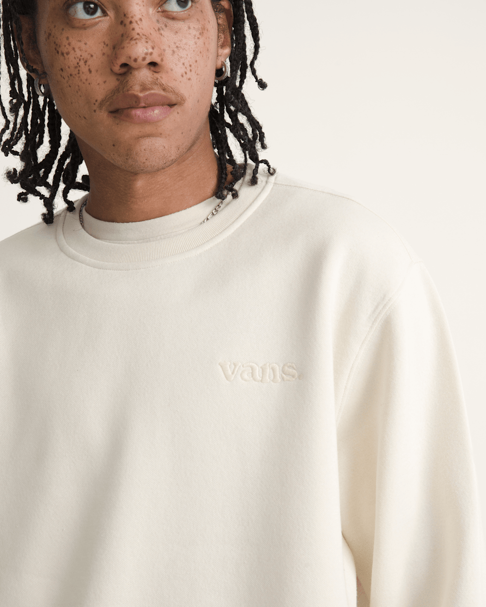 Men Vans Vans 66 Crew Sweatshirt in Turtledove White