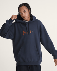 Men Vans Scripted Vans Pullover Hoodie in Parisian Night Blue
