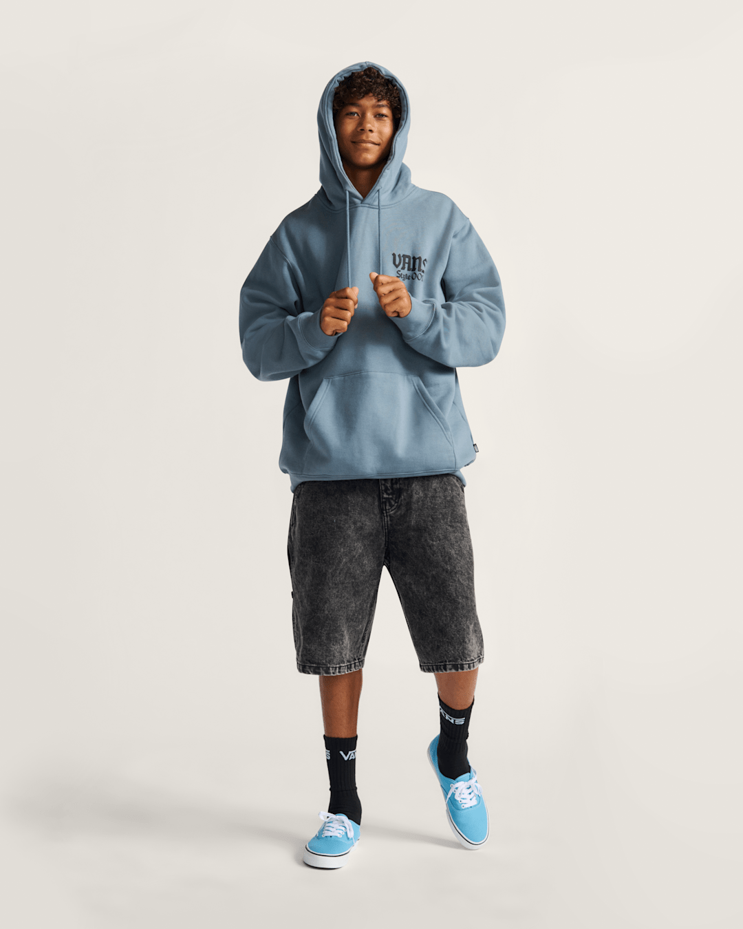 Men Vans Style 001 Pullover Hoodie in Stormy Weather Blue