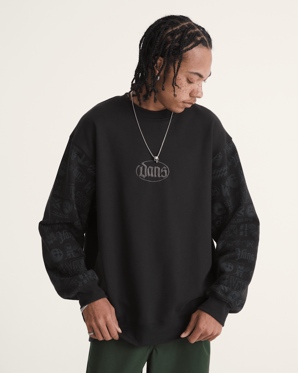Men Vans Mixed Lot Crew Sweatshirt in Black