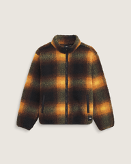 Men Vans Heights High Pile Jacket in Green / Mustard Yellow