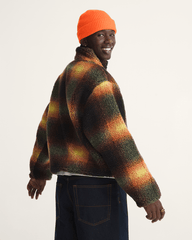 Men Vans Heights High Pile Jacket in Green / Mustard Yellow