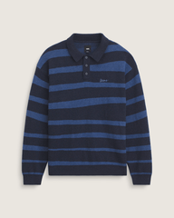 Men Vans Davis Stripe Polo Sweater in Parisian Night Blue