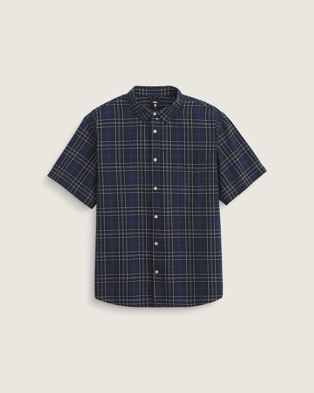 Men Vans Lawson Plaid Button Up Shirt in Parisian Night Blue / Black