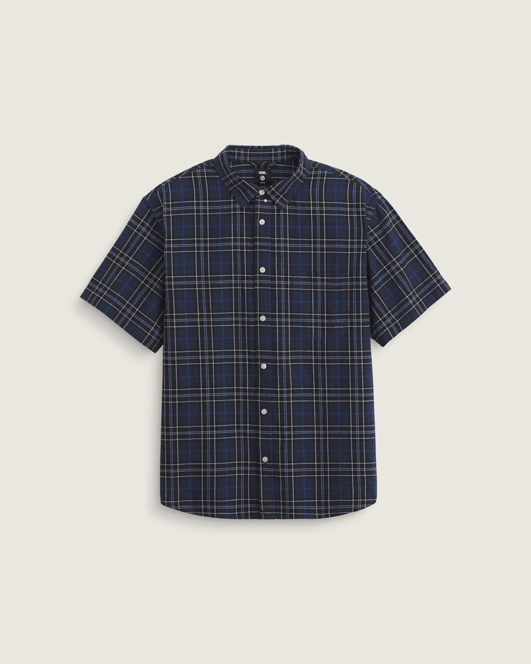 Men Vans Lawson Plaid Button Up Shirt in Parisian Night Blue / Black
