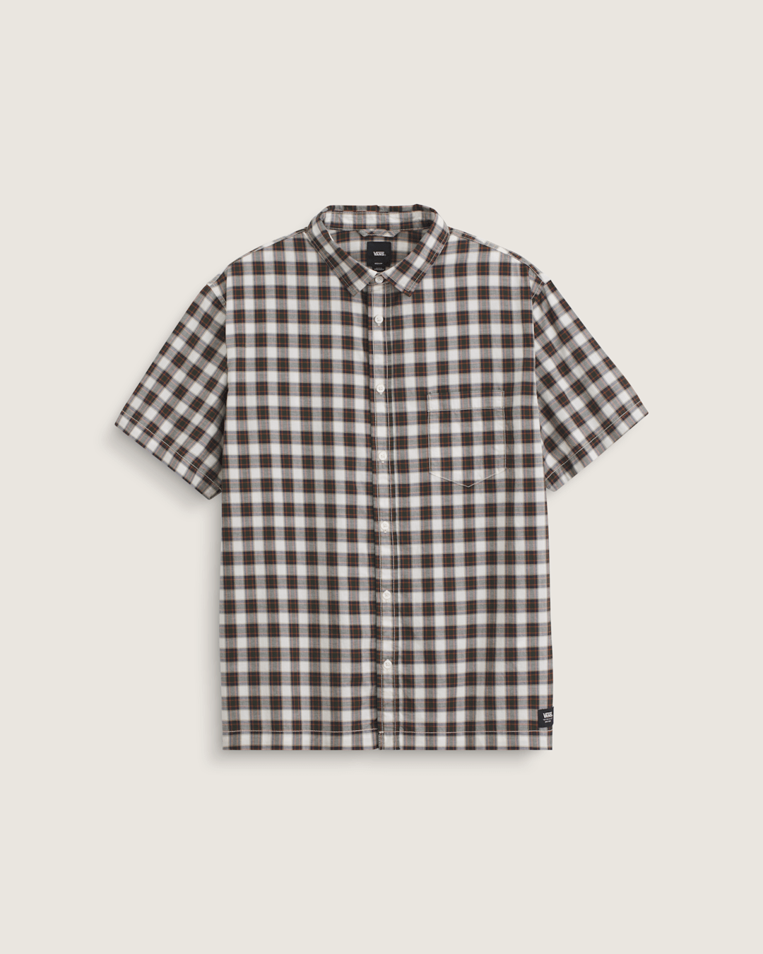 Men Vans Monte Plaid Button Up Shirt in Egret White