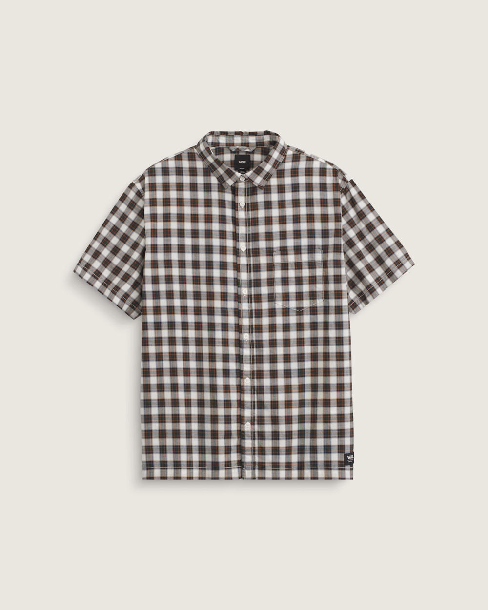 Men Vans Monte Plaid Button Up Shirt in Egret White