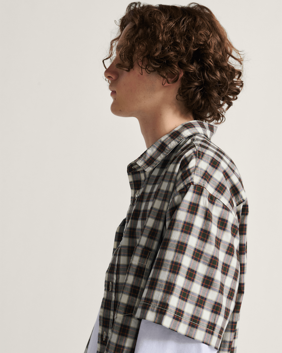 Men Vans Monte Plaid Button Up Shirt in Egret White