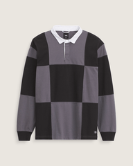 Men Vans Grant Checkerboard Rugby Shirt in Black