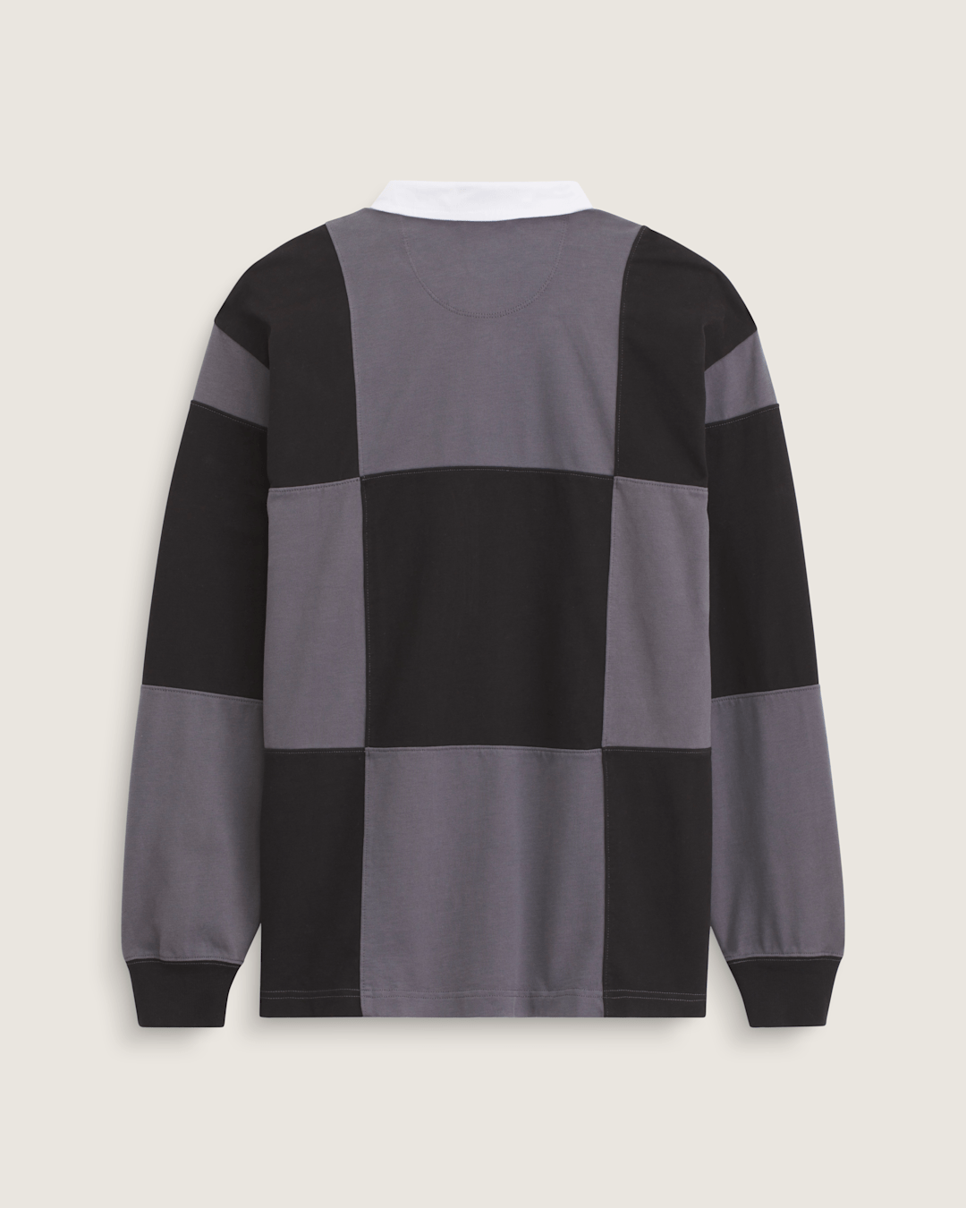 Men Vans Grant Checkerboard Rugby Shirt in Black
