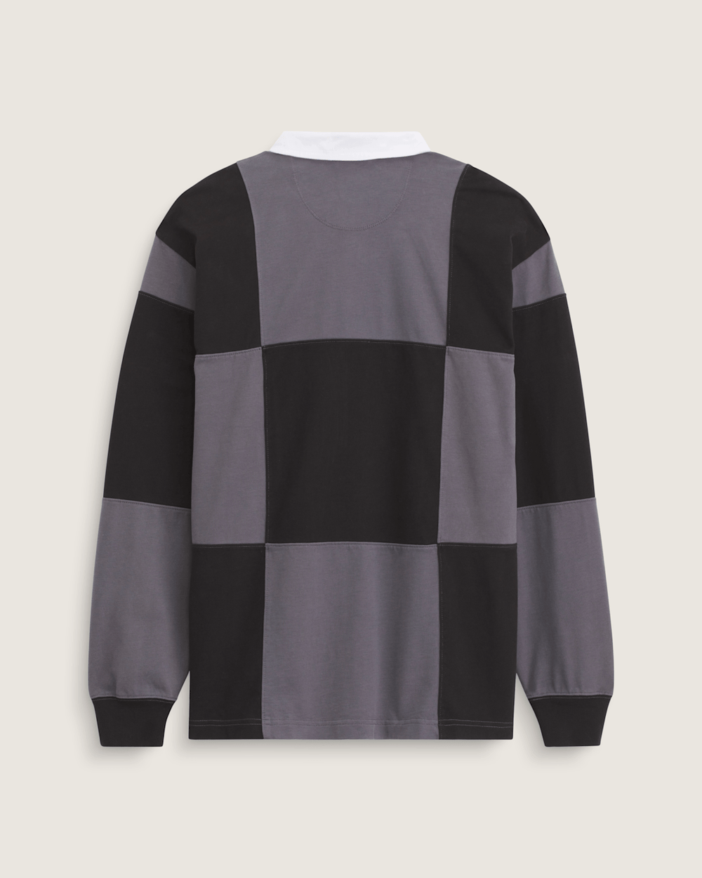 Men Vans Grant Checkerboard Rugby Shirt in Black