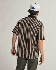 Men Vans Layton Stripe Polo Shirt in Demitasse Brown