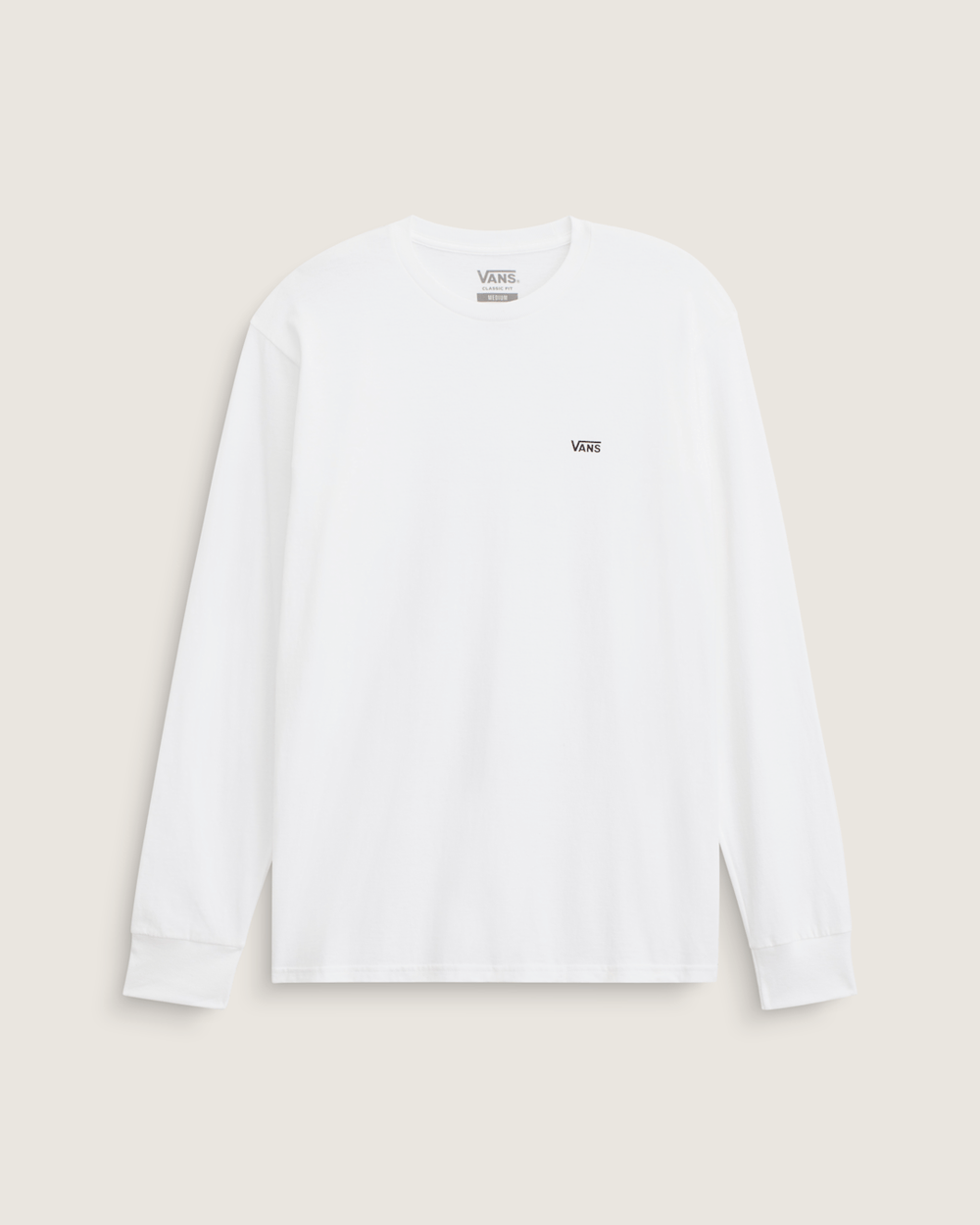 Men Vans Left Chest Logo Long Sleeve T-Shirt in White / Black