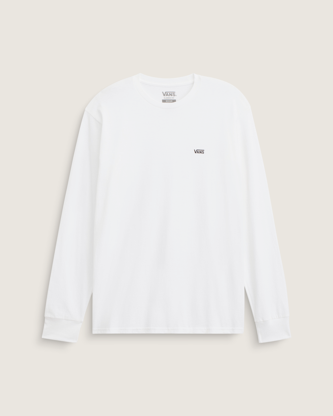 Men Vans Left Chest Logo Long Sleeve T-Shirt in White / Black