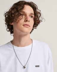 Men Vans Left Chest Logo Long Sleeve T-Shirt in White / Black