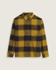 Men Vans Larkspur Plaid Flannel Shirt in Burnt Gold Yellow / Black