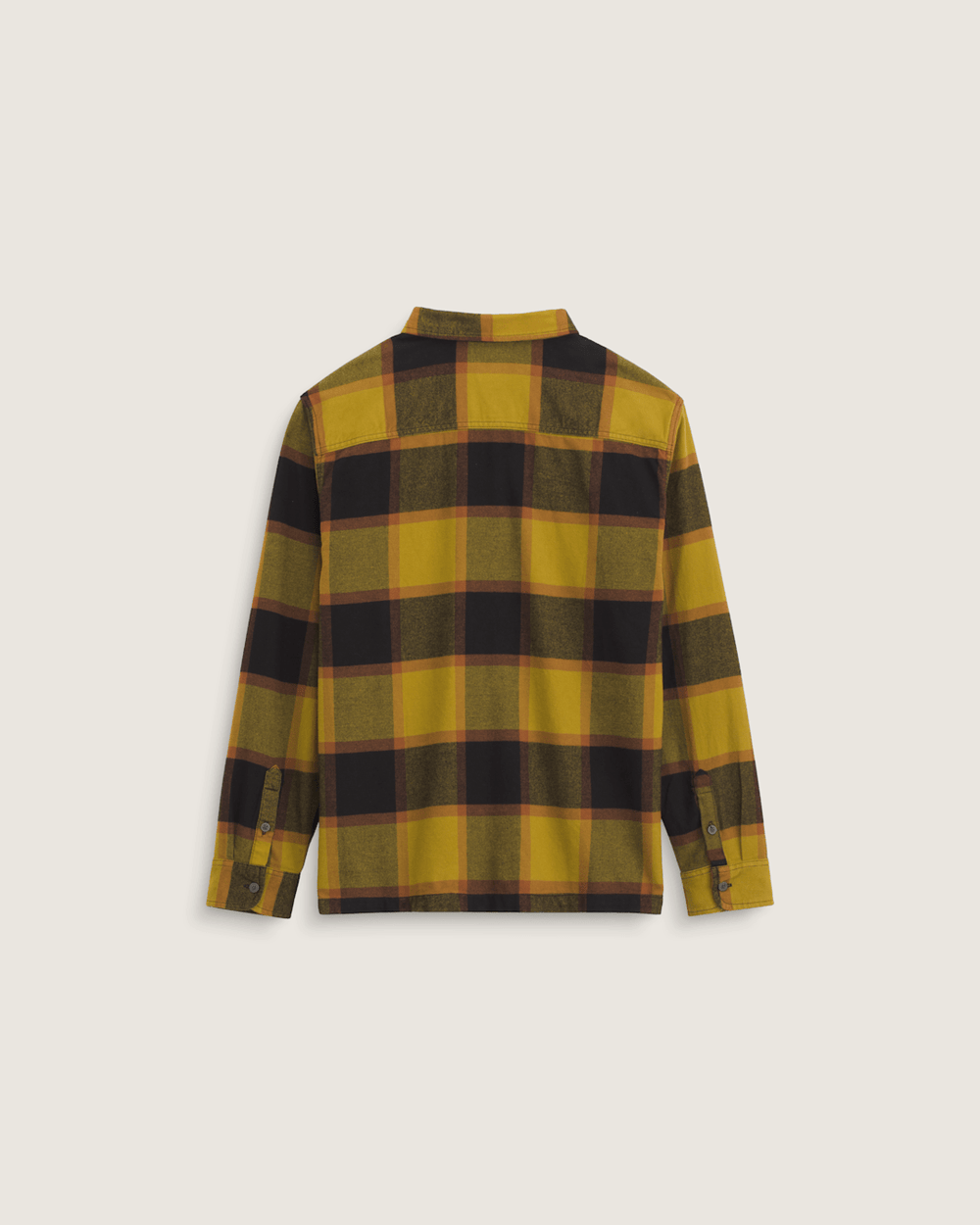Men Vans Larkspur Plaid Flannel Shirt in Burnt Gold Yellow / Black