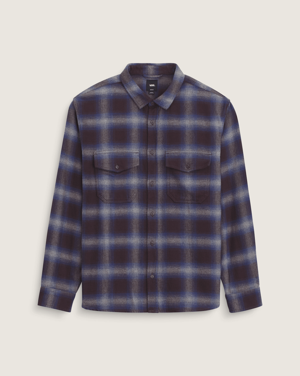 Men Vans Bixby Plaid Flannel Shirt in Dark Port Red / Pewter Heather Grey