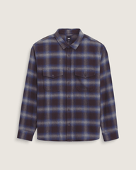 Men Vans Bixby Plaid Flannel Shirt in Dark Port Red / Pewter Heather Grey