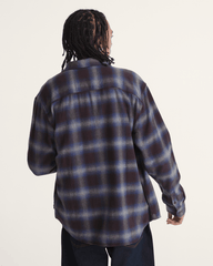 Men Vans Bixby Plaid Flannel Shirt in Dark Port Red / Pewter Heather Grey