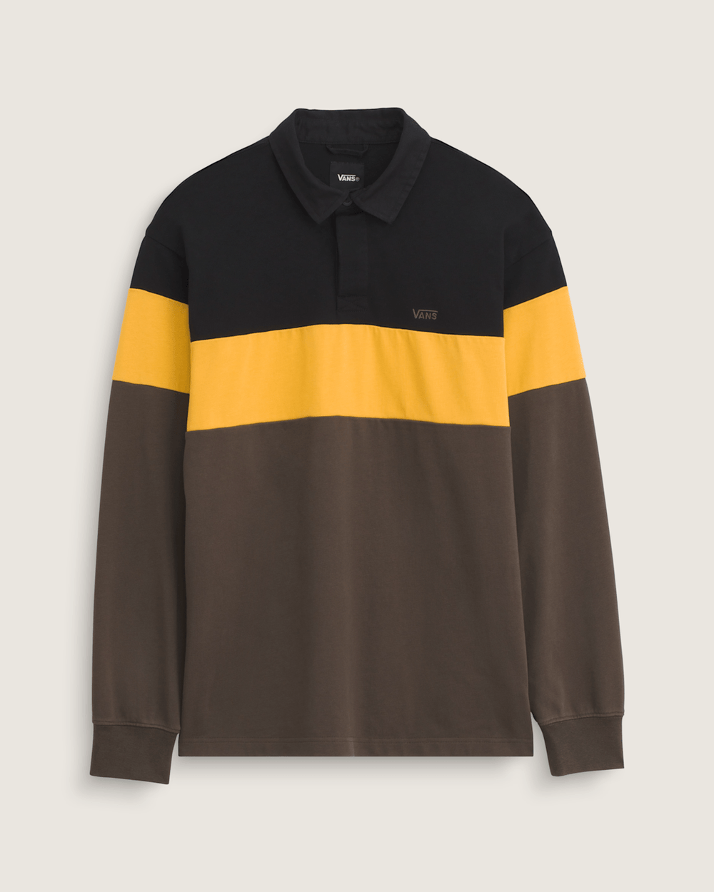 Men Vans Andy Rugby Long Sleeve Shirt in Coal Brown